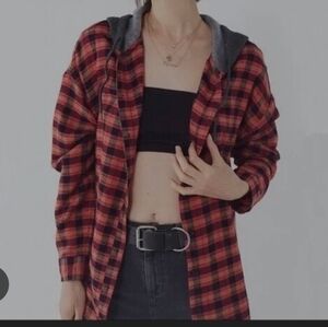 Urban Outfitters BDG Pink Plaid Jacket with Hood